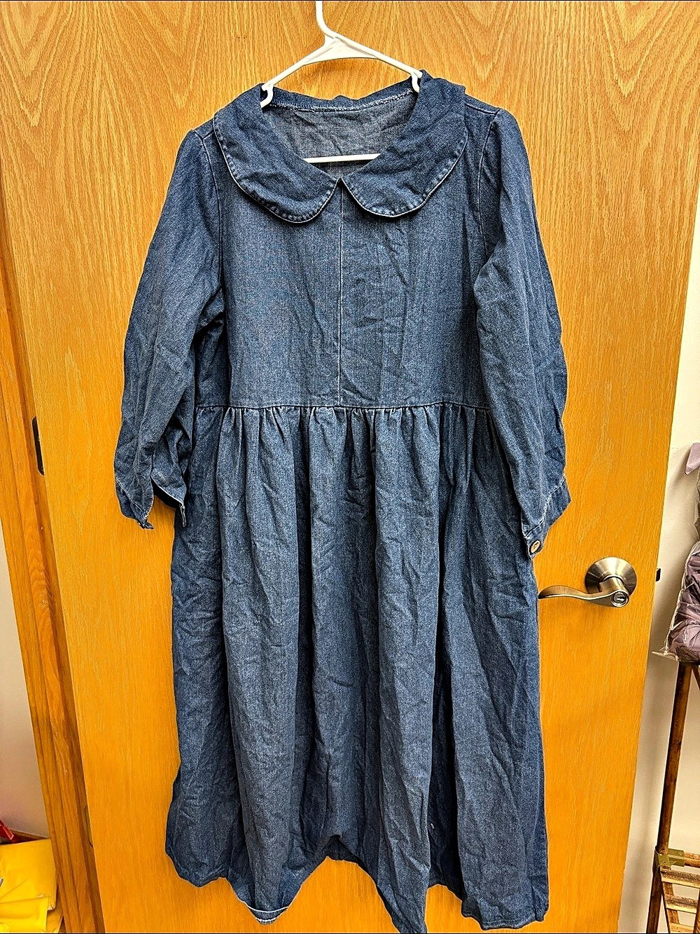 Denim Peter Pan Collar Midi Dress Size Small